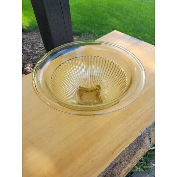 Vintage Amber Mixing Bowl, Federal Ribbed Golden Glo Glass, Rolled Edge 9-1/2" - Picture 2 of 3